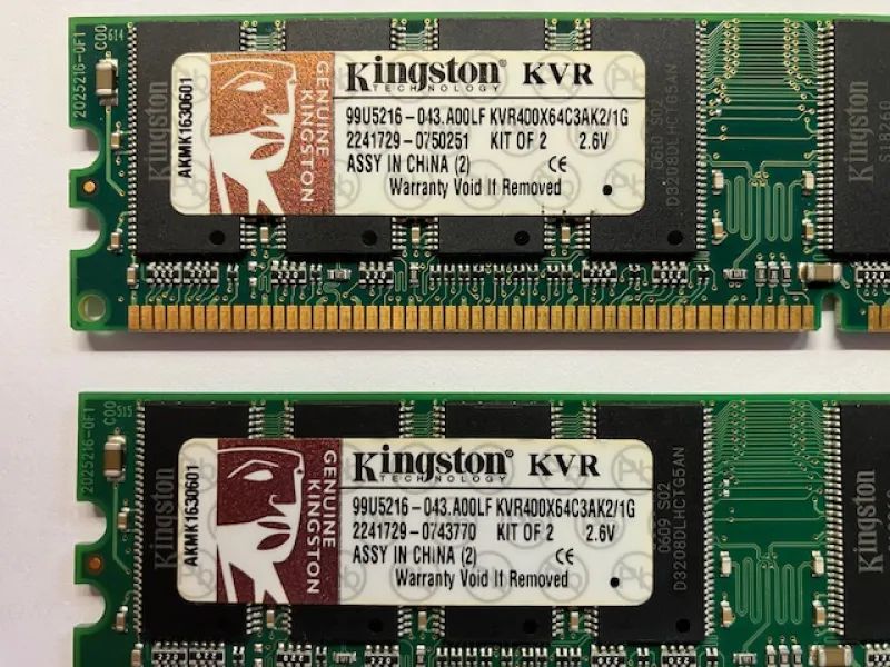 KINGSTON paměti KVR 1GB + 1GB + 2GB ZDARMA